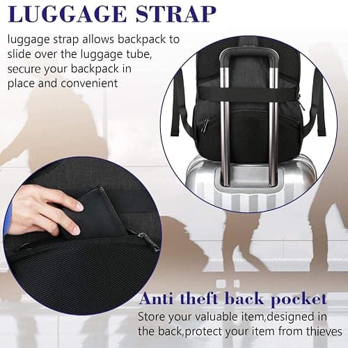 MATEIN Business Laptop Backpack, 15.6 Inch Travel Laptop Bag Rucksack, Water-Resistant Bag Daypack for Work College Computer Men Women Backpack, Black thumbnail 6