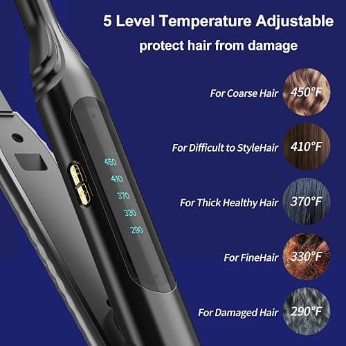 Mvxitanny Pencil Flat Iron 3/10'' Small Flat Irons for Short Hair,Pixie Cut & Bangs,Hair Straightener for Edge with LED Display,Travel Mini Hair Straightener with Dual Voltage,Auto Shut Off（Black） thumbnail 6