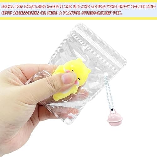 Luckana 12 Pcs Mini Animal Tabas Squishies Fidget Toy with Bell,Cute Stress Relief Squeeze Toys Party Favor Keychain Set Gift,Random Style thumbnail 5