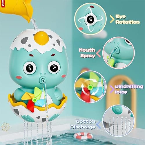 DOLIVE Bath Toys for Toddler 1-3, Kids Bathtub Time, Slide Wall Track for 1 2 Year Old, Dinosaur Spinning Toys 12-18 Months , Fun Birthday Gift for Baby Boys & Girls thumbnail 3