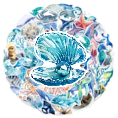 50pcs Ocean Animal Stickers for Water Bottles, Waterproof Adhesive Fish Decals Under The Sea Marine Life Stickers Ocean Stickers for Kids for Birthday Party Scrapbook Skateboard Phone Laptop - Ocean Animal thumbnail 6
