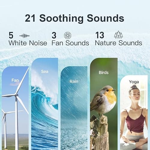 ANJANK White Noise Sound Machine Alarm Clock with Hi-Fi Bluetooth Speaker, 21 Soothing Sounds/7 Night Lights, 0-100% Dimmer/Sleep Timer/Volume Control, Soother for Adults Kids Sleeping, Bedroom, White thumbnail 3