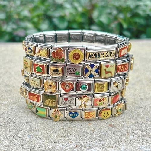 Present Realm Italian Charm Bracelet - Mystery Assorted Vintage with 18 Unique Italian Charms, Silver Assembled Set of 1 Full Bracelet thumbnail 4