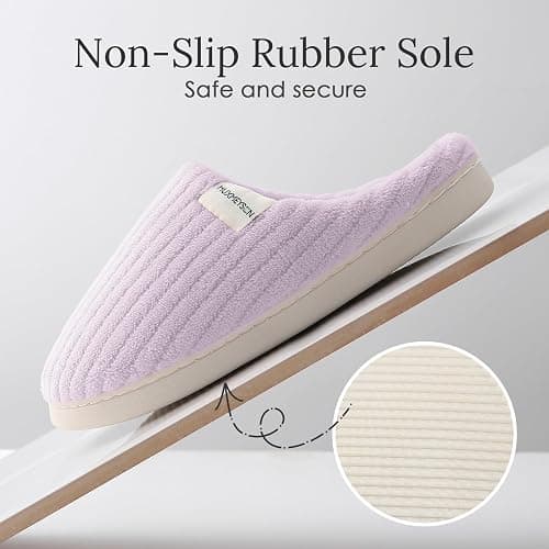 HUXMEYSON Slippers for Women, Warm Memory Foam Comfy House Slippers with Anti-Skid Rubber Sole for Indoor and Outdoor thumbnail 6