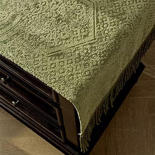 Utobanh French Sage Green Nightstand Tablecloth - European Style Long Tassels Bedside Table Cover/Bedside Table Cloth/Bedside Table dust Cover thumbnail 5