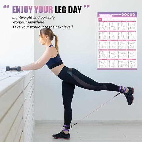 Ankle Resistance Bands with Cuffs, Ankle Bands for Working Out, Kickbacks Hip, Leg Glute Exercise Equipment with Training Poster, Resistance Workout Equipment for Women thumbnail 7