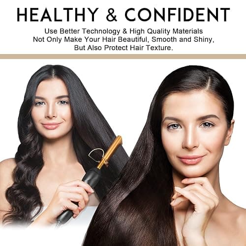 NICEMOVIC Ceramic Heating Hair Straightener Comb - Hot Pressing Brush for Natural Black Hair, Beard Wigs, and Curling (Gold) thumbnail 5