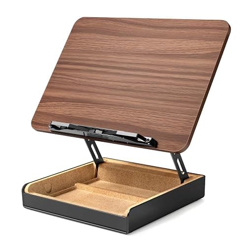 HUMANCOZY Book Stand with Storage, Book Holder for Reading Hands Free, Wooden Cookbook Stand for Kitchen Counter, Adjustable Reading Stand for Desk, Recipe Stand, Book Prop for Book Lovers thumbnail 9