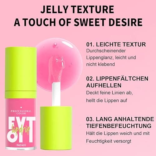 EONFAVE Lipgloss Set, 5 Farben Lip Oil Set, Hydrating Moisturiser Lip Gloss, Lippen Care Lippenöl, Intensiver Glanz und bis zu 12 Stunden Pflege, Lang Anhaltender Feuchtigkeit, Geleeartiger thumbnail 2