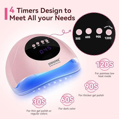 JODSONE Quick U V LED Nail Lamp with 4 Timer Settings Auto Sensor Nail Dryer Pink thumbnail 2