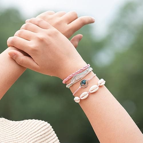 Boho Wave Shell Beaded String Bracelets Cute Braided Summer Beach Jewelry | Adjustable Stackable Friendship Gifts Abalone Cowrie Waterproof Thread Plus Size Layered Surfer Accessories for Women thumbnail 2