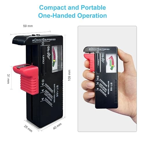 Dlyfull Battery Tester, Small Battery Testers Universal Battery Checker for AAA AA C D 9V 1.5V Button Cell Household Batteries thumbnail 4