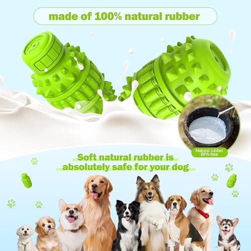 PIFFZEDO Dog Toys for Aggressive Chewers,Interactive Natural Rubber Chew & Squeaky Toy for Large Medium Breed,Dog Toothbrush,Tough & Durable (Green,Large) thumbnail 2