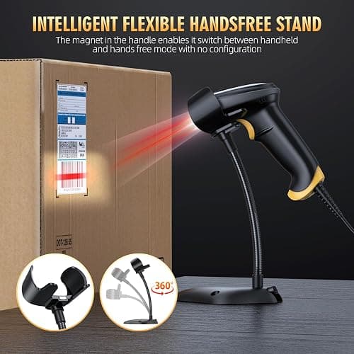 TEEMI 2D Barcode Scanner USB Wired Virtual COM Handheld Automatic QR Data Matrix PDF417 Maxi IMB bar Codes Imager Global Shutter Computer Screen Scan for Windows Mac and Linux PC POS, No Stand thumbnail 3