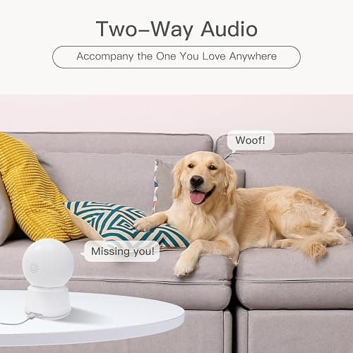 360° View 2K Pet Camera with Phone App, Indoor Security Camera, P2T Baby Monitor, Pan/Tilt, Motion & Sound Detection, Night Vision,Two-Way Audio, Works with Alexa thumbnail 3