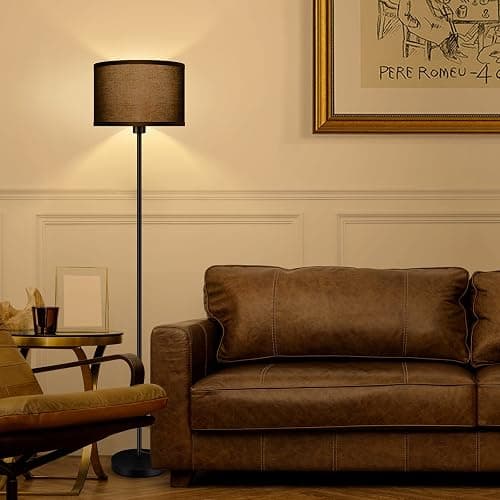 AUQUEE Floor Lamps for Living Room, Modern Standing Lamp, Black Lamp Shades, Foot Switch, Simple Pole Lamps Corner Lamp for Bedroom,Office, Living Room, Den, Bright Reading Floor Lamp(Without Bulb) thumbnail 9
