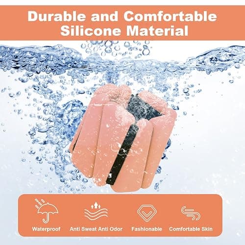 Wrist Weights Set of 2, Adjustable Silicone Workout Weights for Women and Men, Wearable Ankle/Wrist Weights Suitable for Yoga, Dance, Pilates, Pool Exercises and Jogging, 2lb thumbnail 5