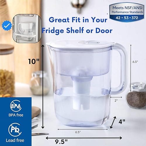 7-Cup Water Filter Pitcher & 3 Filters & Electronic Filter Change Reminder | Compatible with Brita Pitcher Brita Water Pitcher thumbnail 2