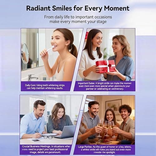 Gentle Daily Purple Teeth Whitening Strips – Enamel-Friendly, No Peroxide Formula for Sensitive Teeth, Reduce Surface Coffee & Tea Stains, Portable Teeth Care for Home & Travel (14 Strips) thumbnail 6