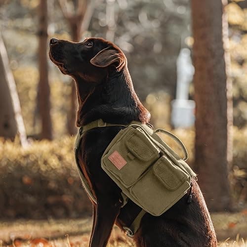 ONETIGRIS Dog Hiking Backpack, Dog Pack for Medium Large Dogs, HOPPY CAMPER 3.0 Dogs Saddle Bag Harness Outdoor Hiking (M, Brown) thumbnail 2