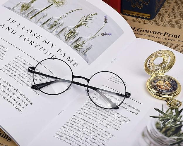 PLAY BLING Big 2-Inch Clear Lens Round Glasses Set of 3 Cosplay Metal Frame Fake Circular Glasses Circle Eyeglasses for Adult Women Men thumbnail 7