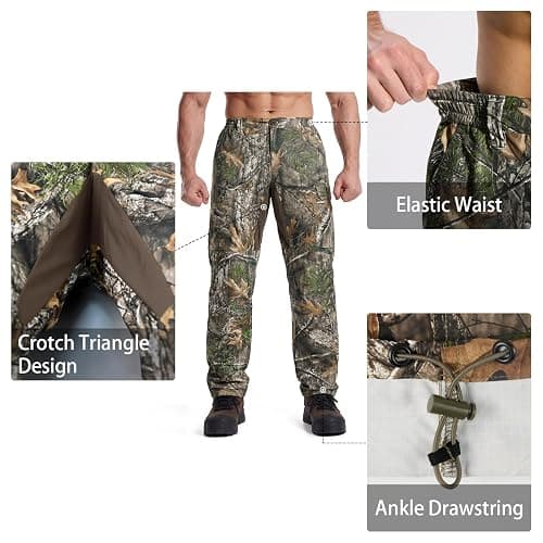LOOGU Camo Hunting Pants for Men Water-Resistant Quiet & Matte Turkey Hunting Camo Pants for Men with 6 Pockets thumbnail 8