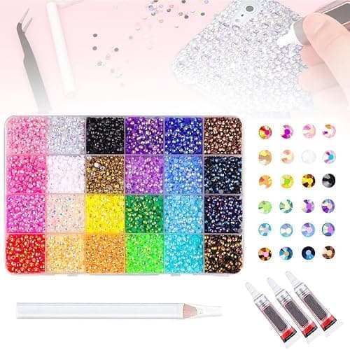 24,000Pcs Colorful DIY Resin Rhinestone Kit, 2026 New Resin Jelly Rhinestones for Bedazzling, Multicolor 3mm Flatback Gems Bedazzler Kit for Clothing, DIY Nail Art & Crafts Decor Projects (24,000 Pcs) - Image 1