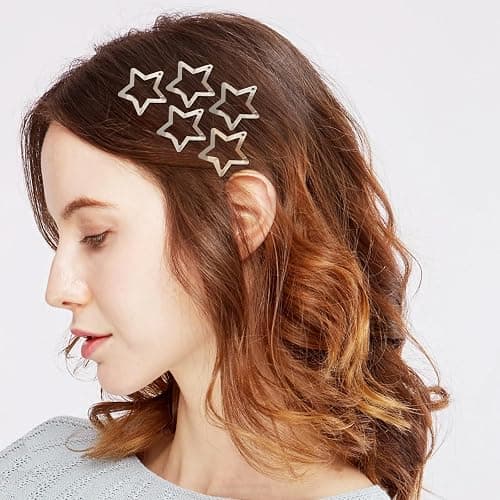 Star Hair Clips 2000s Y2K Snap Hair Barrettes Non Slip Star Hair Accessories Silver Metal Hair Clips for Girls Women -15 PCS 1.57" thumbnail 8