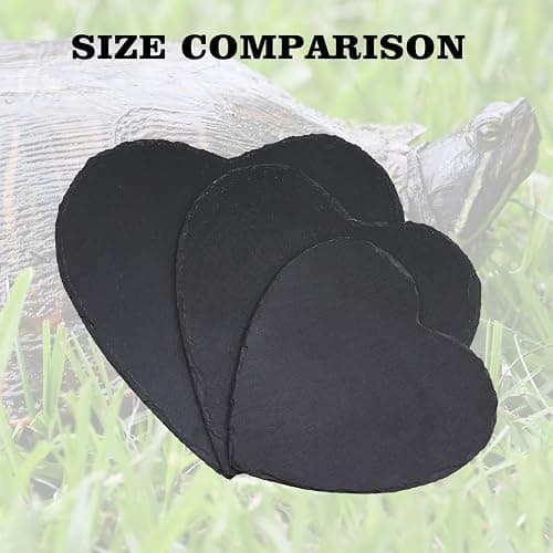 Turtle Tank Accessories, Heart-Shaped Slate Tile for Reptiles, Natural Rock Platform for Feeding & Basking, Aquarium Decor for Bearded Dragon, Tortoise, Gecko, Snake, Chameleon thumbnail 4