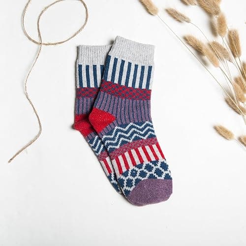 JOYCA & CO. 3-5 Pairs Womens Multicolor Fashion Warm Wool Cotton Thick Winter Crew Socks thumbnail 7
