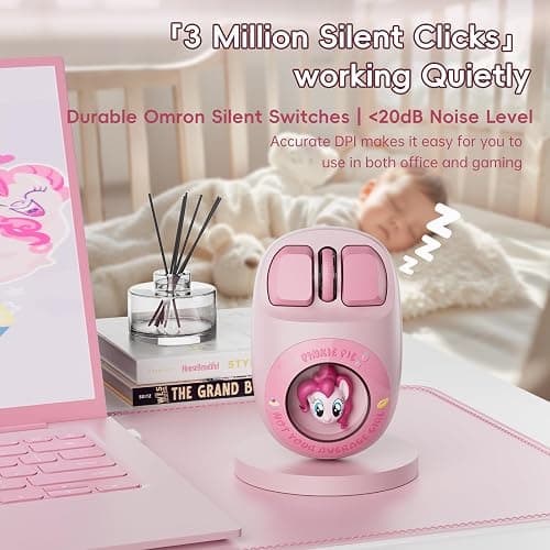 My Little Pony 3D Pinkie Pie Character Design Silent Click Wireless Mouse | 1600 DPI, Click buttons‌ (≤20dB), Dual-Mode (2.4GHz/Bluetooth), 300mAh Rechargeable Battery Ergonomic for Mac/Windows thumbnail 5