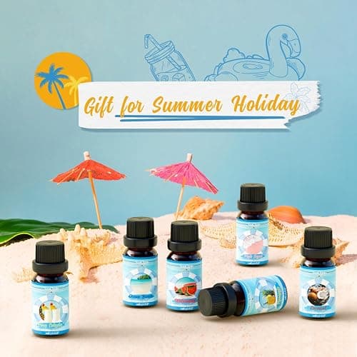 SoulOrigin Sommer ätherische Öle Set, Duftöl Geschenk Set für Öl Diffuser, Duftöle für Seifenkerze Herstellung 6x10ml Meeresbrise, Ananas, Wassermelone, Kokosnuss, rosa Strand und Pina Colada thumbnail 5