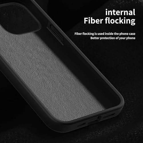 FUNMIKO Compatible with iPhone 15 Pro Max Case with Screen Protector,Upgraded Liquid Silky Soft Silicone,Fashionably Designed for Men Women Girls,Protective Phone Cover,Black thumbnail 3