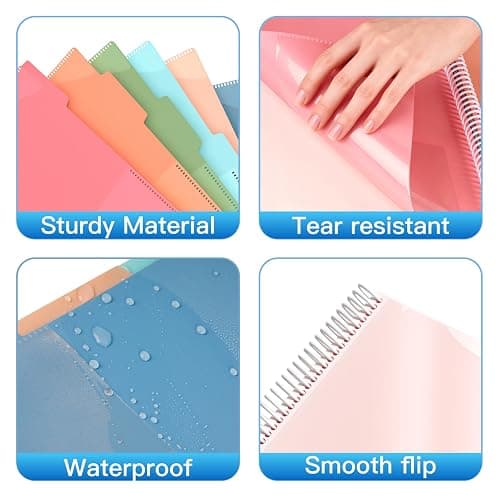12 Pocket Plastic folders with Pockets, 6 Colors, Folders Dividers, White | Multi Pocket Folder, Binder Dividers, Multi-Subject Project Organizer, for Office, School Supplies, Letter Size thumbnail 6