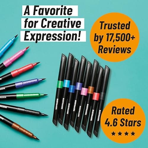 BIC BodyMark Temporary Tattoo Marker with Cosmetic Quality and Skin Safety, 8-Count in Assorted Colors thumbnail 7