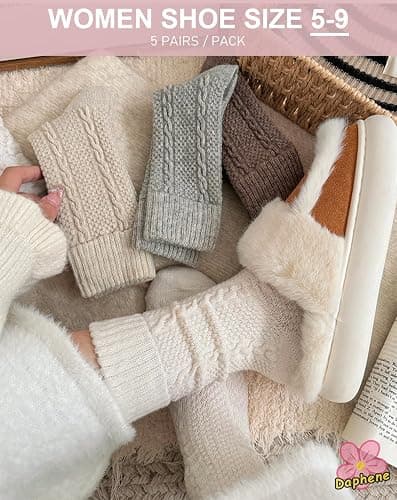 Daphene Women's Vintage Trendy Wool Socks | Fall Winter Thick Warm Ethnic Style | Holiday Gift Set | Trendy Comfortable thumbnail 3