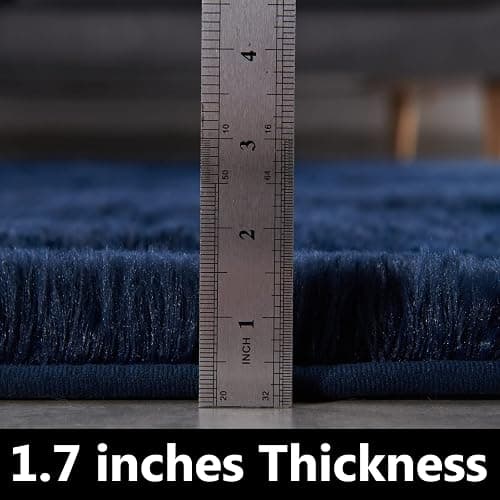 TABAYON Shaggy Navy Blue Rug, 2x3 Area Rugs for Living Room, Anti-Skid Extra Comfy Fluffy Floor Carpet for Indoor Home Decorative thumbnail 6