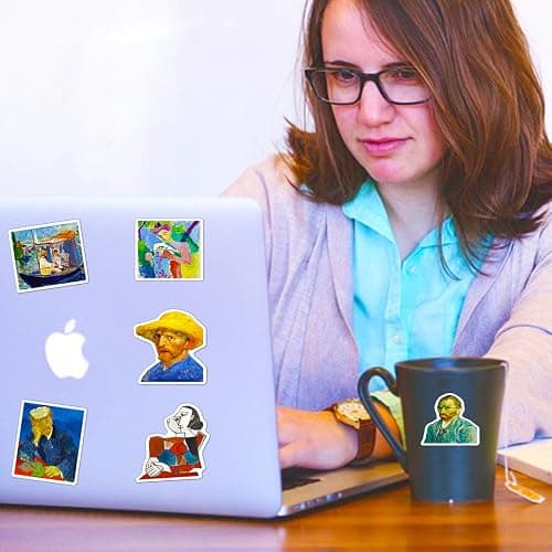 Retro Famous Art Painting Stickers Pack, 100 Pcs Vinyl Waterproof Vincent Van Gogh Oil Painting Style Stickers for Laptop Phone Water Bottles Lovely Gift to Friends Artist Decals thumbnail 2