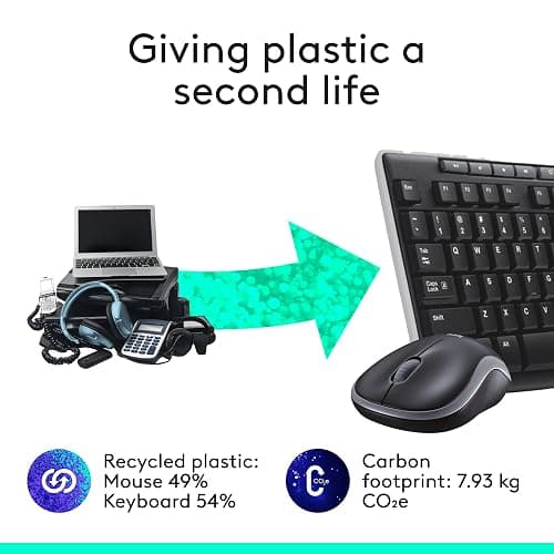 Logitech MK270 Wireless Keyboard and Mouse Combo for Windows, 2.4 GHz, 8 Multimedia Keys, PC, Laptop, Wireless Keyboard Compact Mouse Combo - Black thumbnail 4