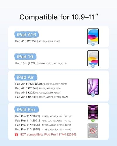 Inateck for iPad 11th/10th Generation Case with Keyboard,for iPad 10th(10.9")/11th Gen(2025 A16),Air 11" M3/M2,Air 6/5/4th,Pro 11 4/3/2/1th,Ultralight Detachable Keyboard with Touchpad, AceTouch Blue thumbnail 2