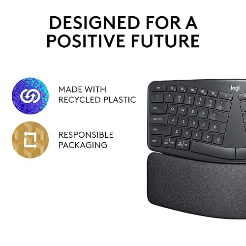 Logitech ERGO K860 Wireless Ergonomic Keyboard - Split Keyboard, Wrist Rest, Natural Typing, Stain-Resistant Fabric, Bluetooth and USB Connectivity, Compatible with Windows/Mac, Black thumbnail 12