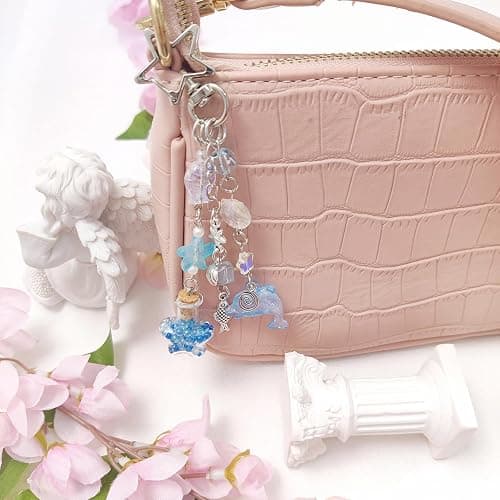 cioatu Y2K Aesthetic Keychains for Women Cute Flowers Star Cake Jellyfish Keychins Charms Kawaii Bag Purse Decor thumbnail 5