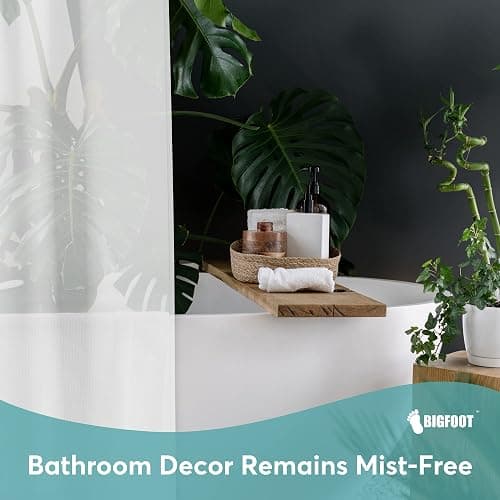 BigFoot Clear Shower Curtain - 72x72 Odorless Plastic with Magnets, Washable Long Bathroom Curtain - Premium PEVA Waterproof Bath Curtain, Rust-Proof Bathroom Essentials thumbnail 8