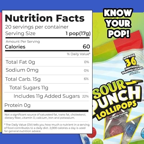 Adams & Brooks, Inc. Sour Punch Lollipops Sour Fruit, Individually Wrapped 36 Count thumbnail 2