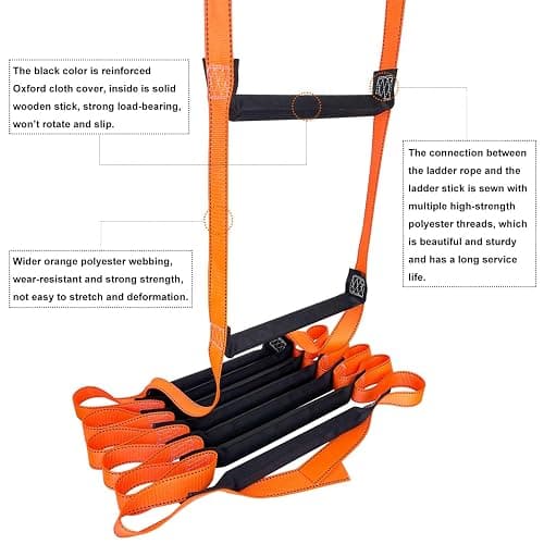 FKNGS Fire Escape Ladder, 26.2 Feet Emergency Fire Ladder, 2-3 Story Homes Reusable Safety Rope Ladder for Kids and Adults thumbnail 3