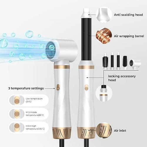 UMIGA Air Styler Set Magic Styler, Hair Styler 5 in 1, Hair Dryer Brush with Curl, Straighten, Volumise, Smooth and Hairdryer Brushes for Styling, Hot Hair Styler thumbnail 8