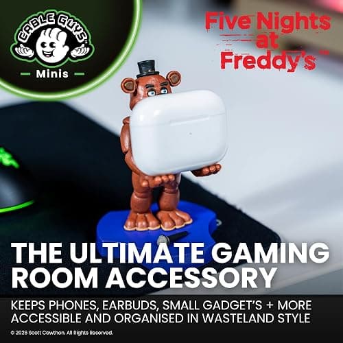 Cableguys Minis Five Nights at Freddy's Freddy Phone Stand & Earbuds Holder - Novelty Phone Stand for Desk Decor and Bedside Accessories, In Ear Headphone Holder for Smartphone & Small Devices thumbnail 3