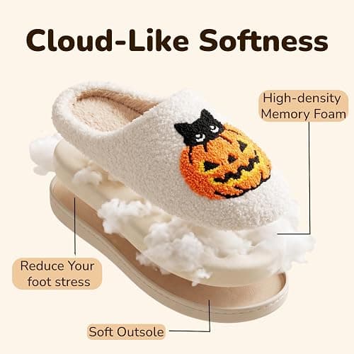 Cute Fuzzy Slippers for Women Men Memory Foam House Shoes indoor outdoor | Non Slip lightweight sole,Indoor and Outdoor,Machine-washable,Slip-on Bedroom Slides,Gift for womens thumbnail 5