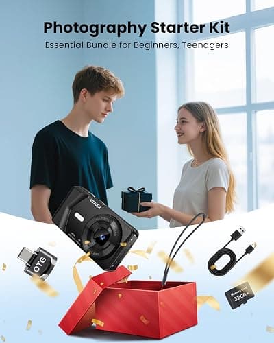 Vitaler Digital Camera, Autofocus 48MP 4K FHD Camera for Photography with 32GB Card, Portable Compact Point and Shoot Digital Camera for Teens Adult Beginner Kids with Metal Shell, 2000 mAh Battery thumbnail 8
