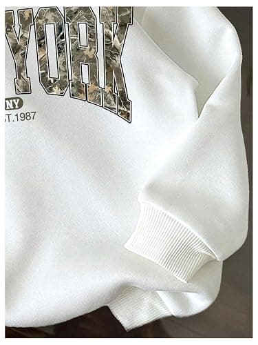 COZYEASE Girl's Letter Camo Graphic Hooded Sweatshirt Long Sleeve Drop Shoulder Hoodie 2025 Fall Outfits Pullover Tops thumbnail 5